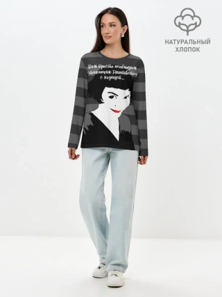 Лонгслив женский. Хлопок / Стаканчик глинтвейна