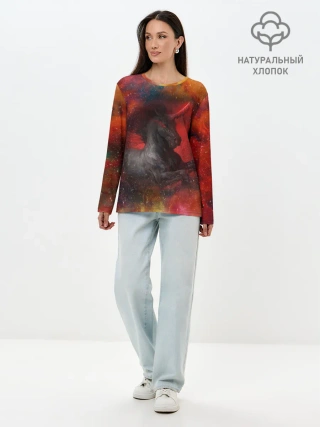 Лонгслив женский. Хлопок / Единорог | Unicorn