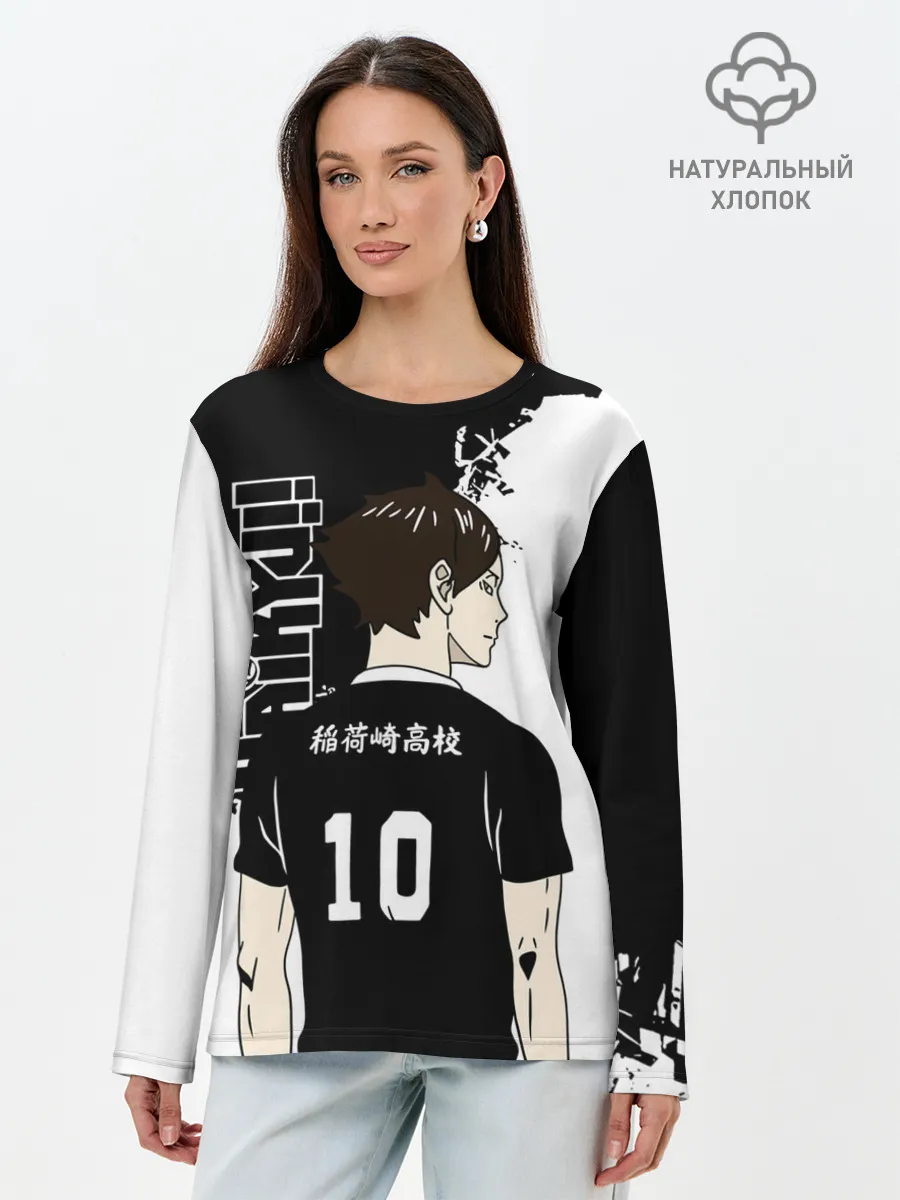 Лонгслив женский. Хлопок / Ринтаро Суна / Suna Rintaro