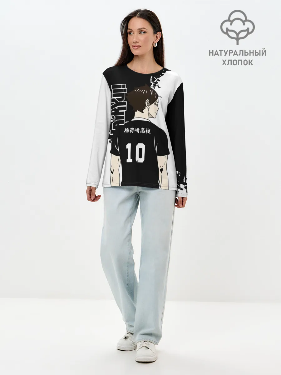 Лонгслив женский. Хлопок / Ринтаро Суна / Suna Rintaro