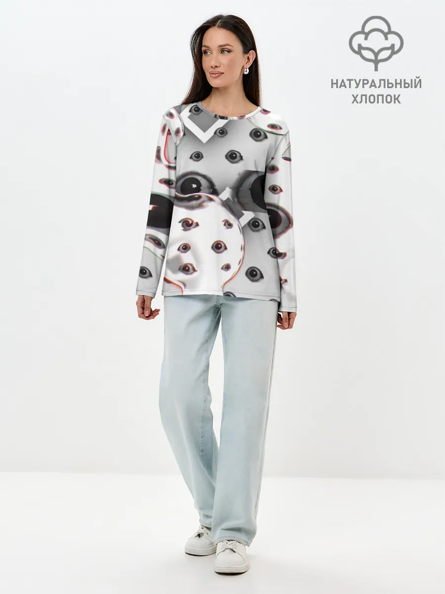Лонгслив женский. Хлопок / они наблюдают за тобой