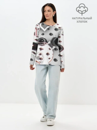 Лонгслив женский. Хлопок / они наблюдают за тобой