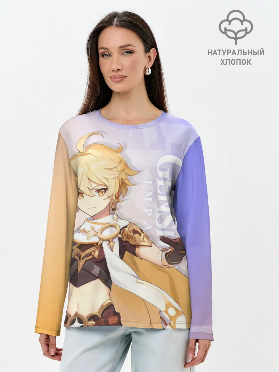 Лонгслив женский. Хлопок / Genshin Impact, Путешественник