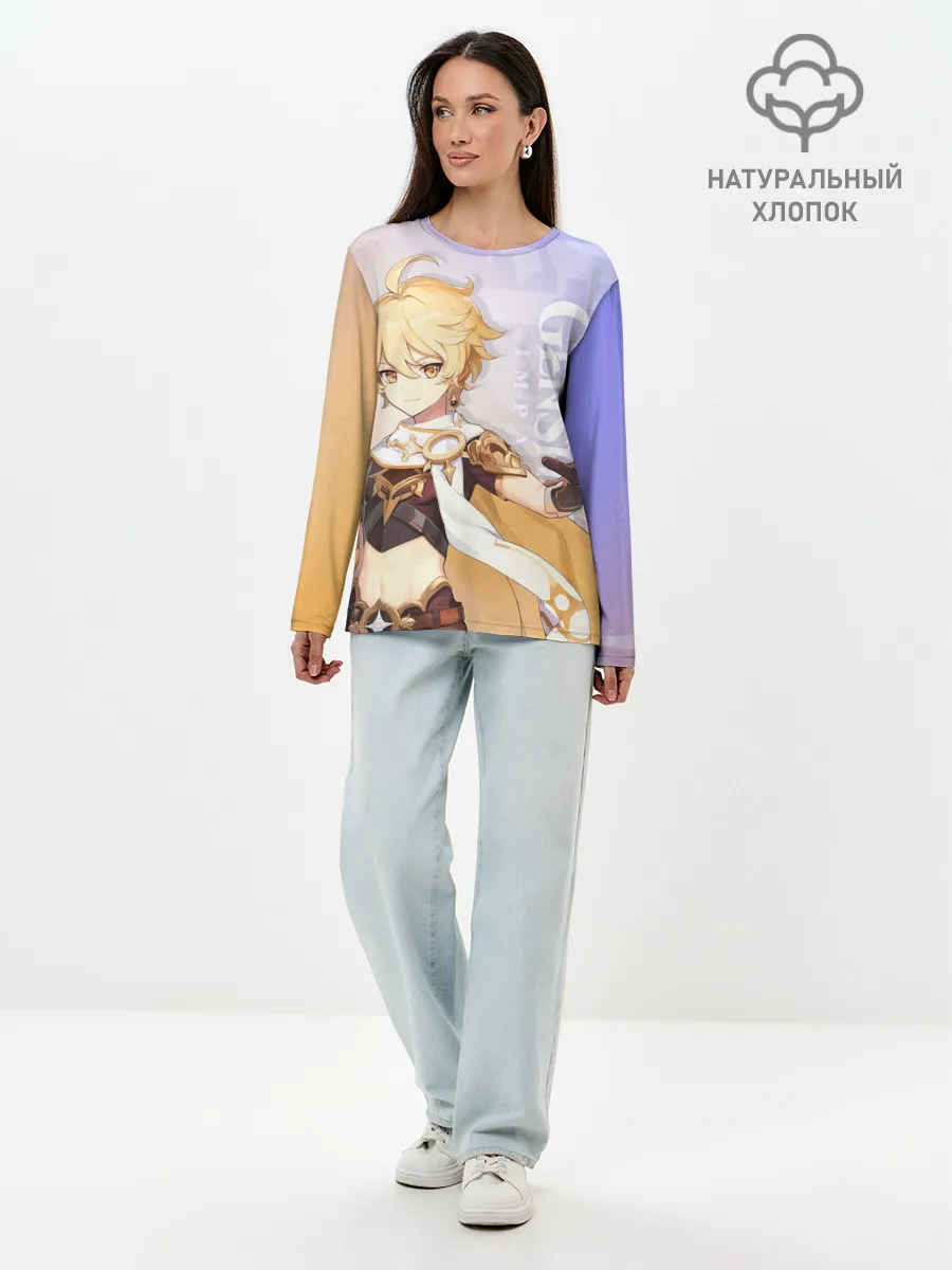 Лонгслив женский. Хлопок / Genshin Impact, Путешественник