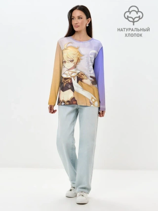 Лонгслив женский. Хлопок / Genshin Impact, Путешественник