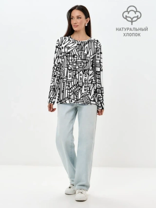 Лонгслив женский. Хлопок / Городской скетч