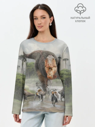 Лонгслив женский. Хлопок / Т-Рекс | Динозавр | Dino