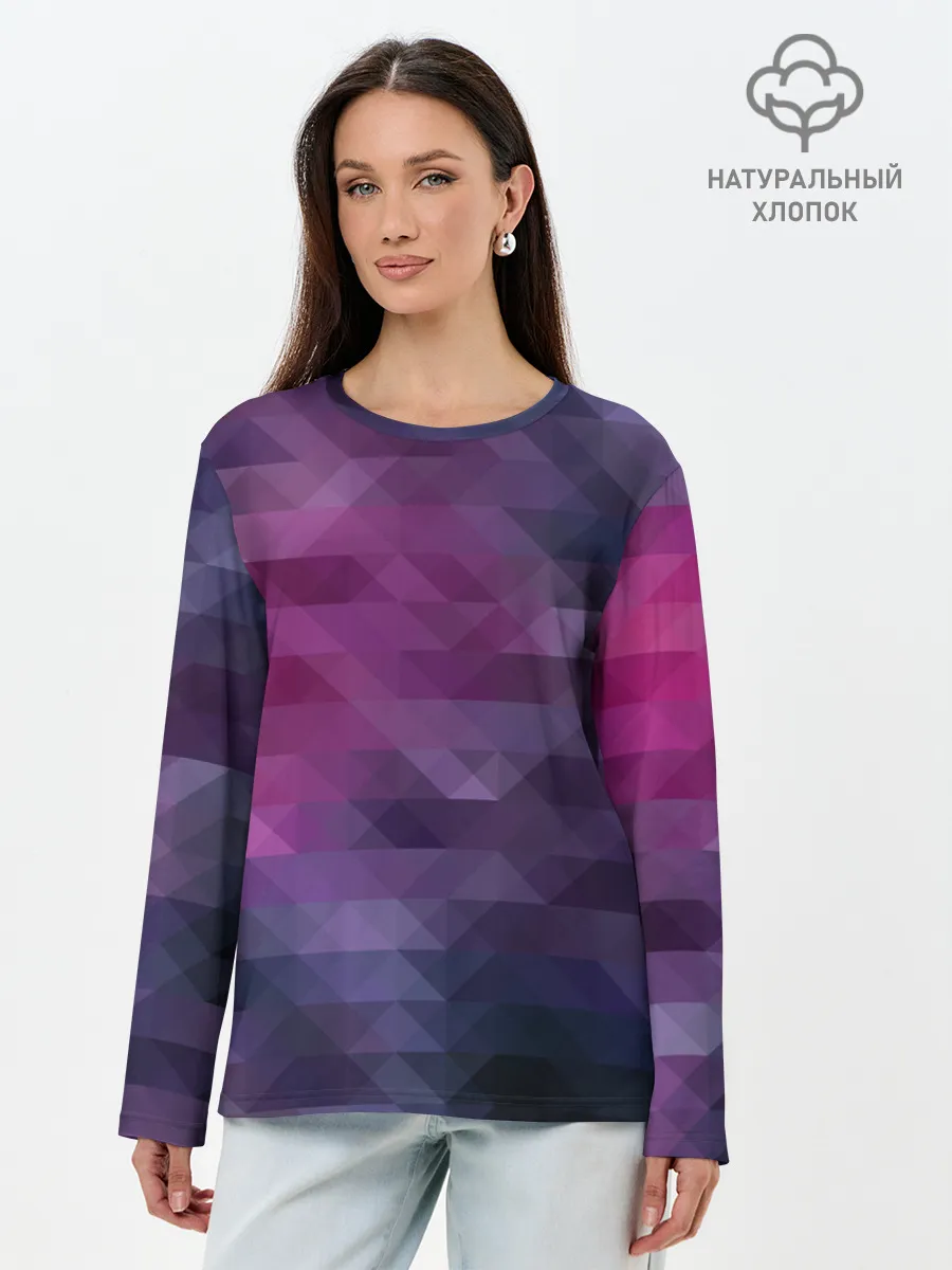 Лонгслив женский. Хлопок / Фиолетово-бордовый узор