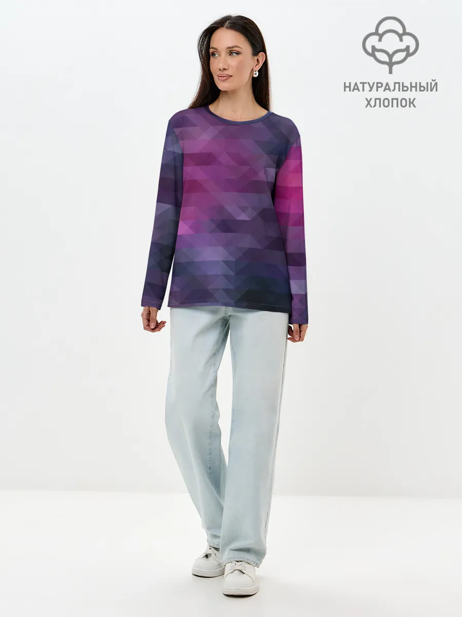 Лонгслив женский. Хлопок / Фиолетово-бордовый узор