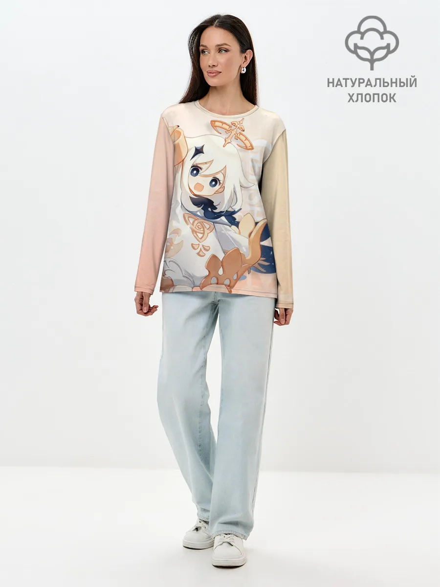 Лонгслив женский. Хлопок / Genshin Impact, Паймон