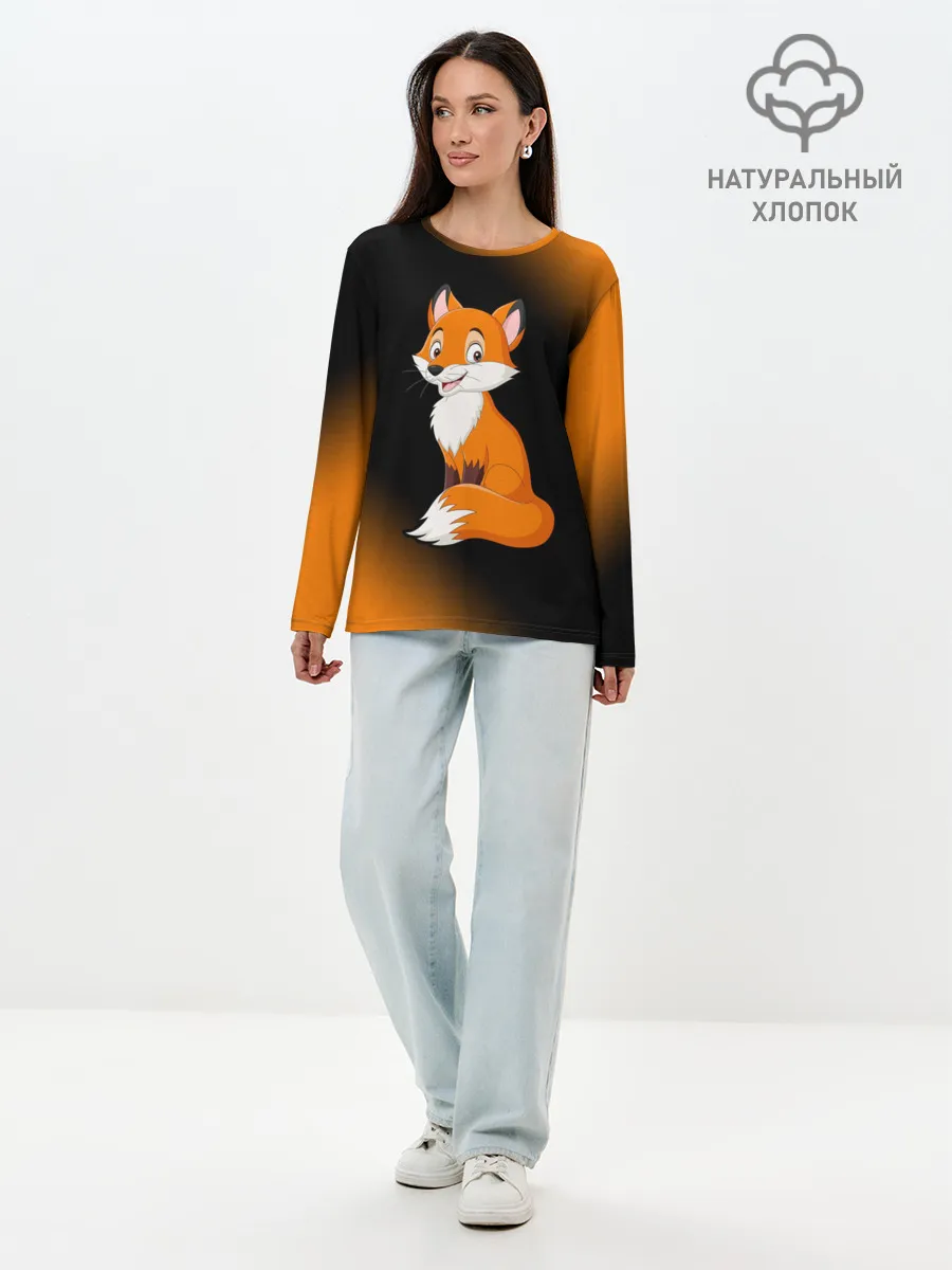 Лонгслив женский. Хлопок / Лисичка - Градиент