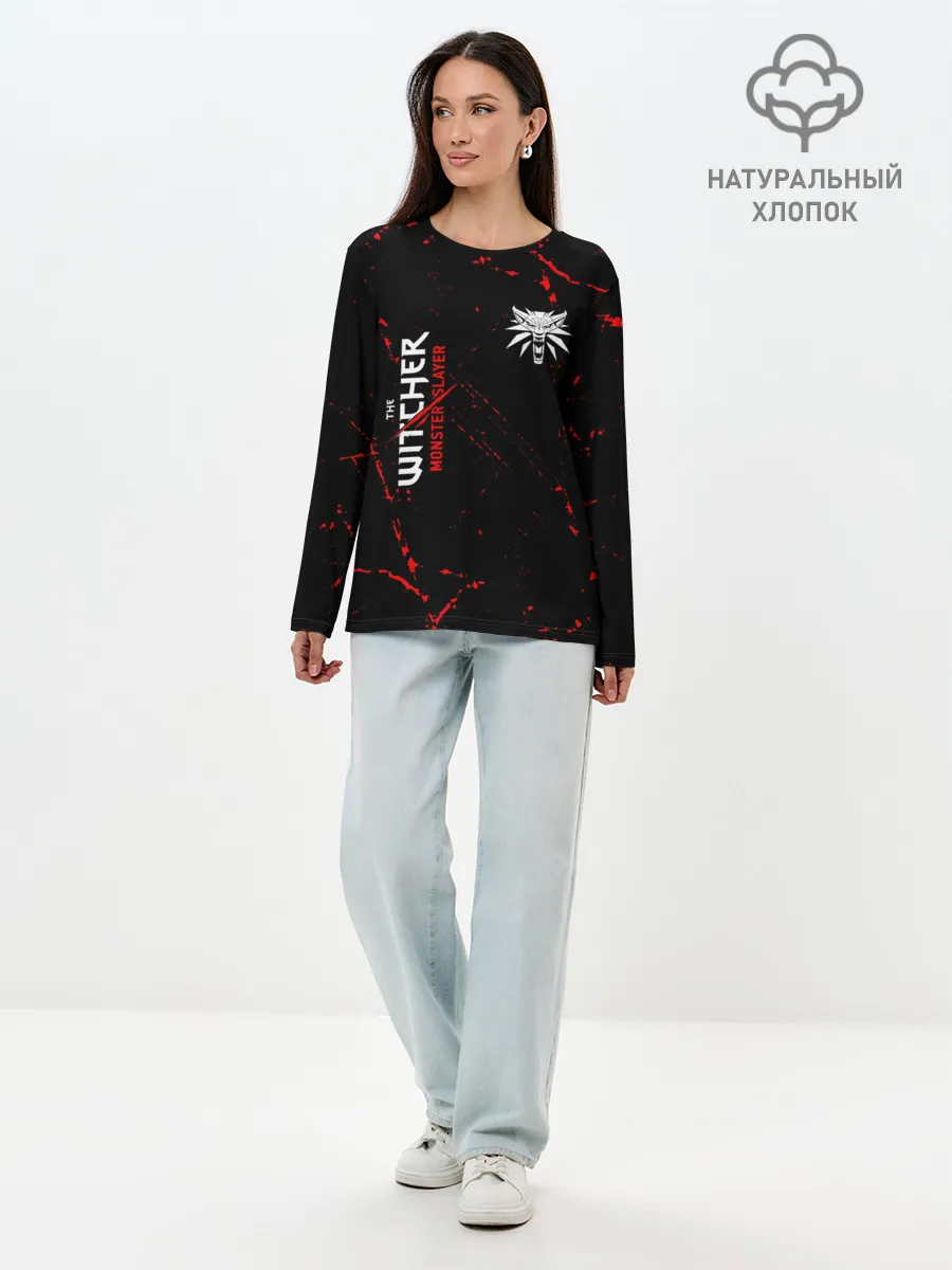Лонгслив женский. Хлопок / The Witcher Monster Slayer - Grunge