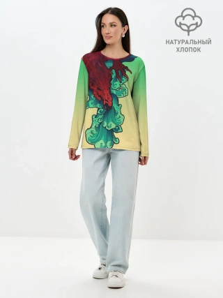 Лонгслив женский. Хлопок / Дракон