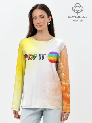 Лонгслив женский. Хлопок / Поп Ит - Кружок - Разводы