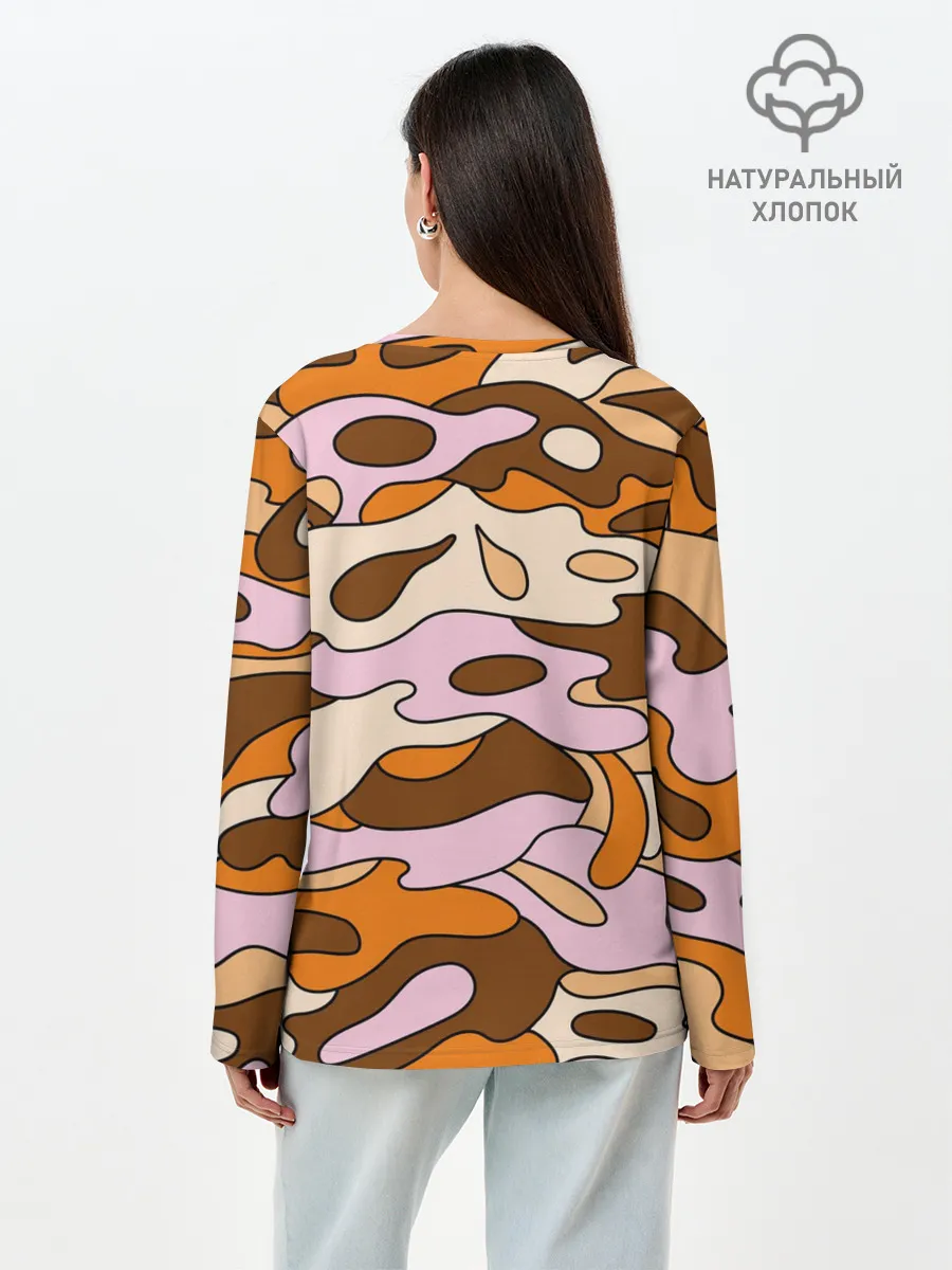 Лонгслив женский. Хлопок / Грозный кот