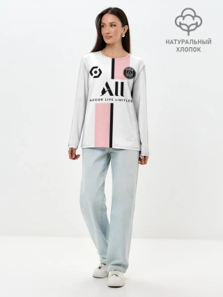 Лонгслив женский. Хлопок / Месси форма гостевая ПСЖ 21/22