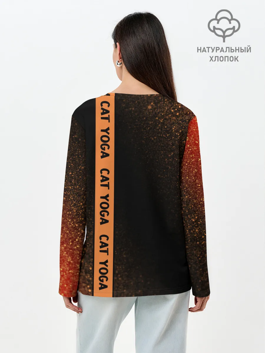 Лонгслив женский. Хлопок / Йога Кошка - Шум