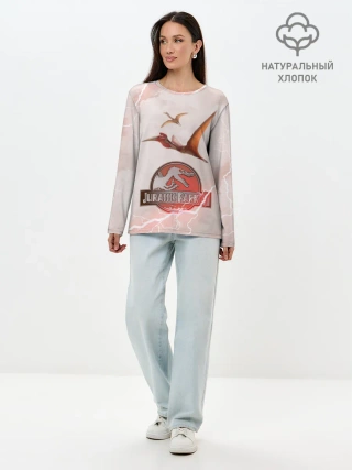 Лонгслив женский. Хлопок / Птеродактили | Мир Юрского Периода