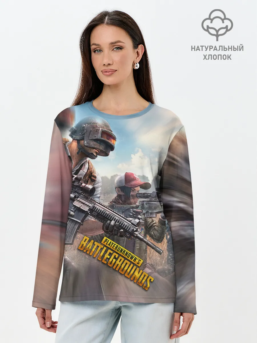 Лонгслив женский. Хлопок / Королевская битва | ПУБГ