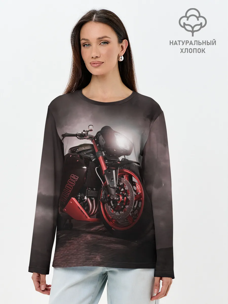 Лонгслив женский. Хлопок / СУПЕРБАЙК