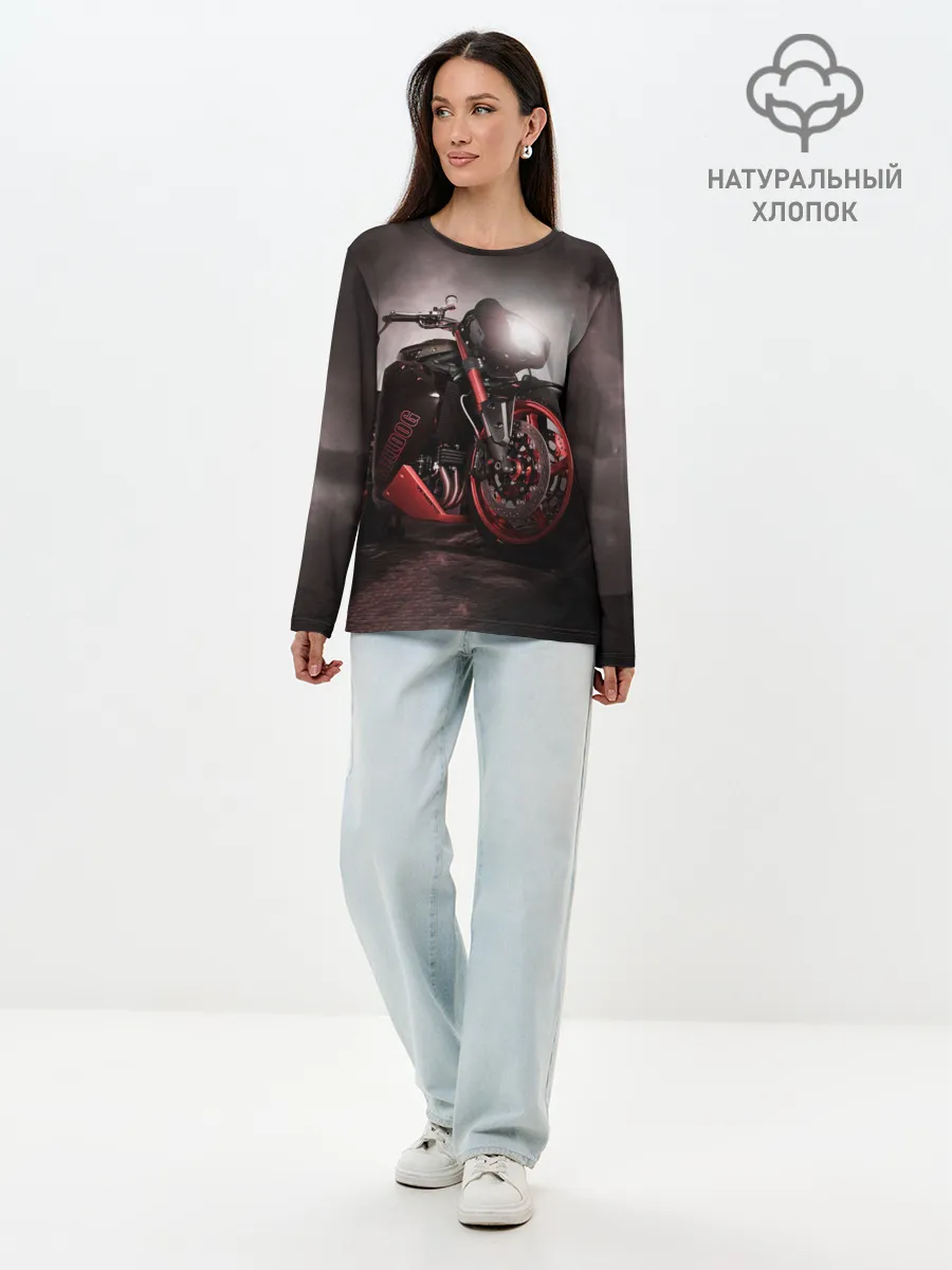 Лонгслив женский. Хлопок / СУПЕРБАЙК