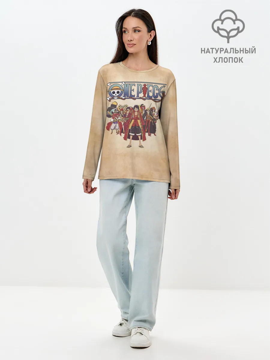 Лонгслив женский. Хлопок / Персонажи One Piece. Большой куш