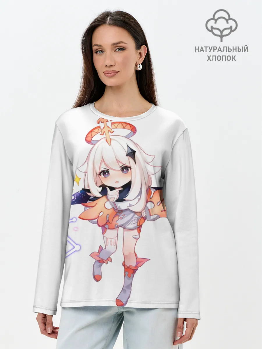 Лонгслив женский. Хлопок / Паймон из Genshin Impact