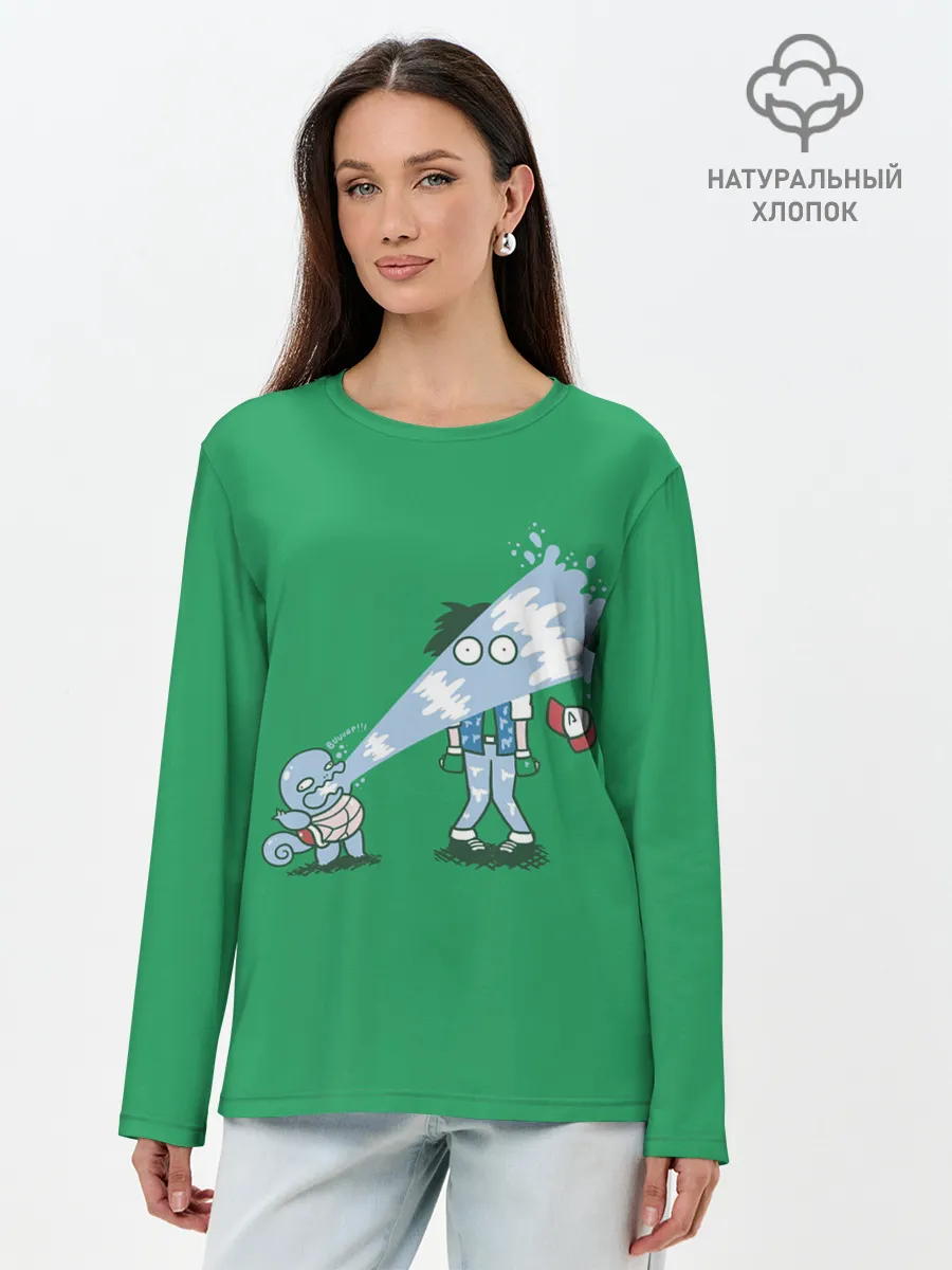 Лонгслив женский. Хлопок / Неугомонный Сквиртл