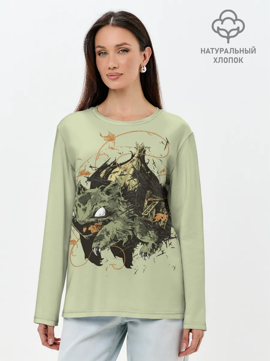 Лонгслив женский. Хлопок / Horror Bulbasaur