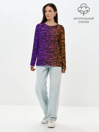 Лонгслив женский. Хлопок / Градиентный разлом 3D | 3Д
