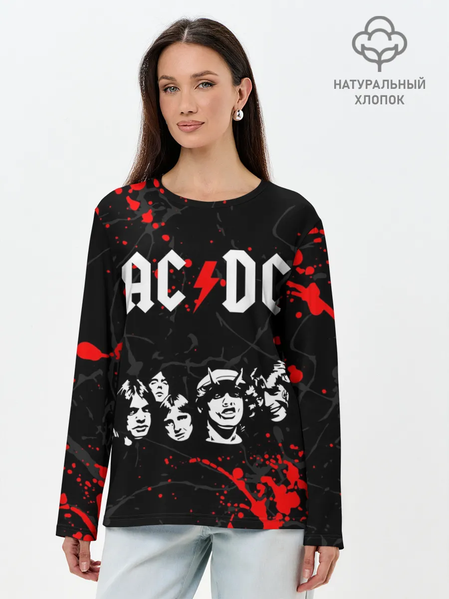 Лонгслив женский. Хлопок / AC DC HIGHWAY TO HELL