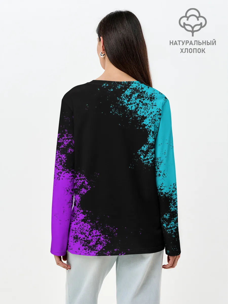 Лонгслив женский. Хлопок / НЕОНОВЫЙ СИРЕНОГОЛОВЫЙ