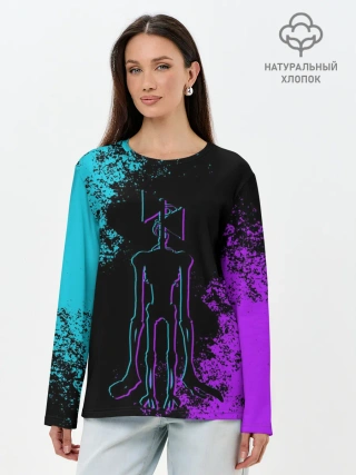 Лонгслив женский. Хлопок / НЕОНОВЫЙ СИРЕНОГОЛОВЫЙ