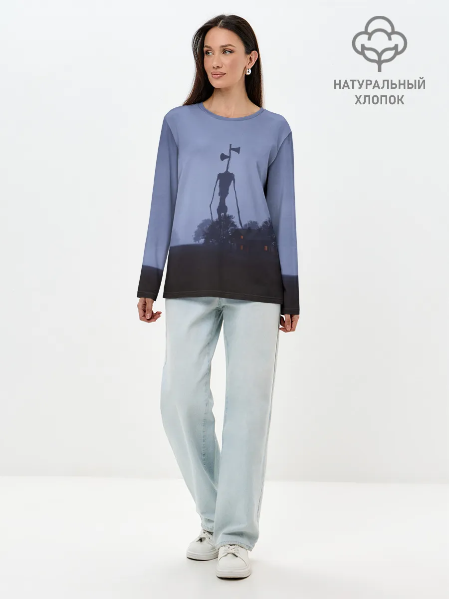Лонгслив женский. Хлопок / СИРЕНОГОЛОВЫЙ У ДОМА