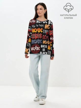 Лонгслив женский. Хлопок / AC DC LOGOBOMBING