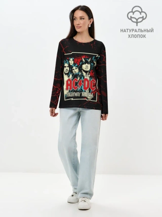 Лонгслив женский. Хлопок / AC DC HIGHWAY TO HELL