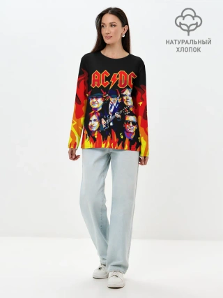 Лонгслив женский. Хлопок / AC DC HIGHWAY TO HELL