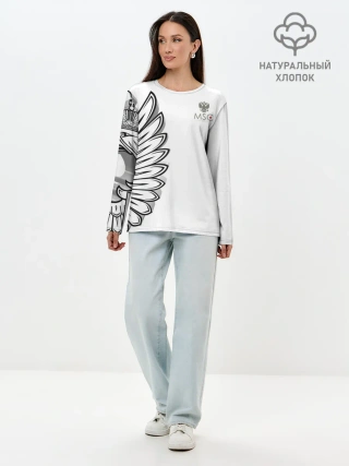 Лонгслив женский. Хлопок / Russia | MSKSide 3D Logo