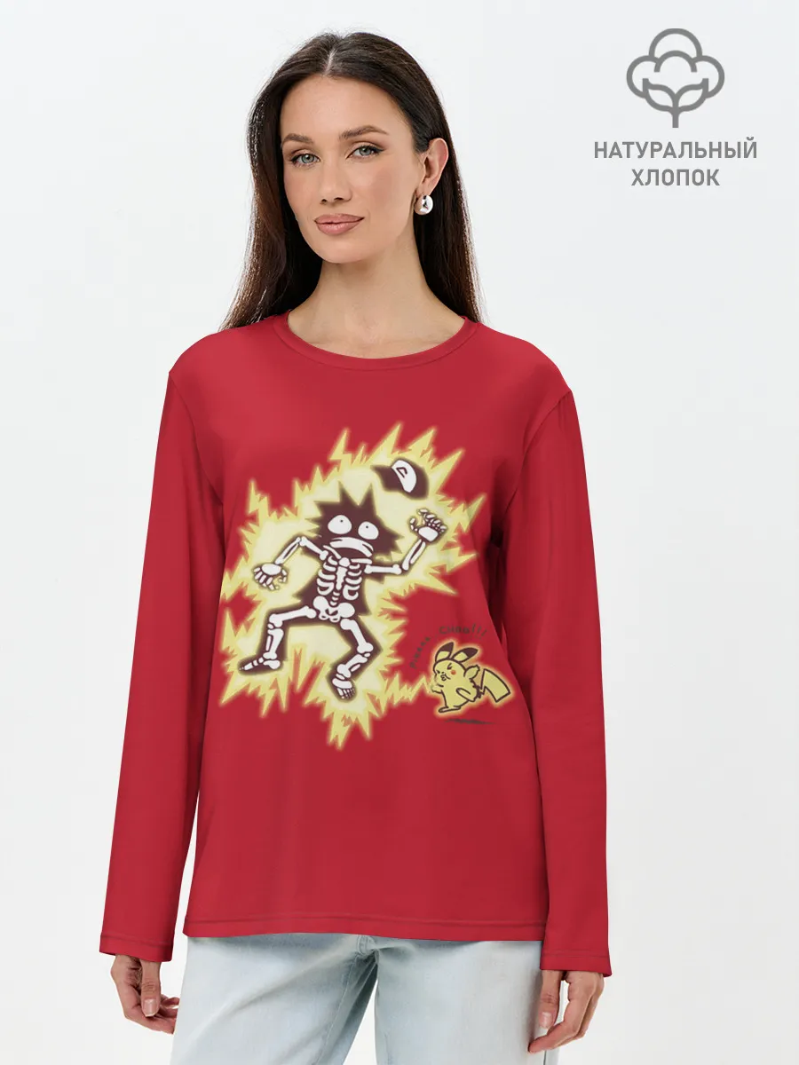 Лонгслив женский. Хлопок / Знакомство с Пикачу
