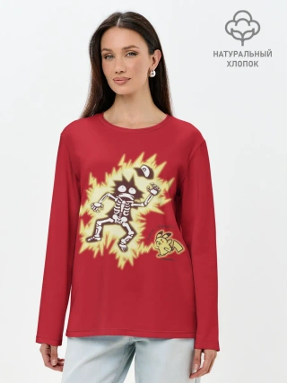 Лонгслив женский. Хлопок / Знакомство с Пикачу