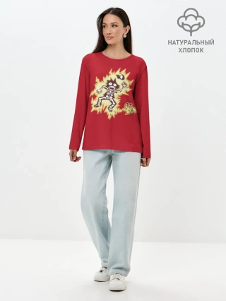 Лонгслив женский. Хлопок / Знакомство с Пикачу