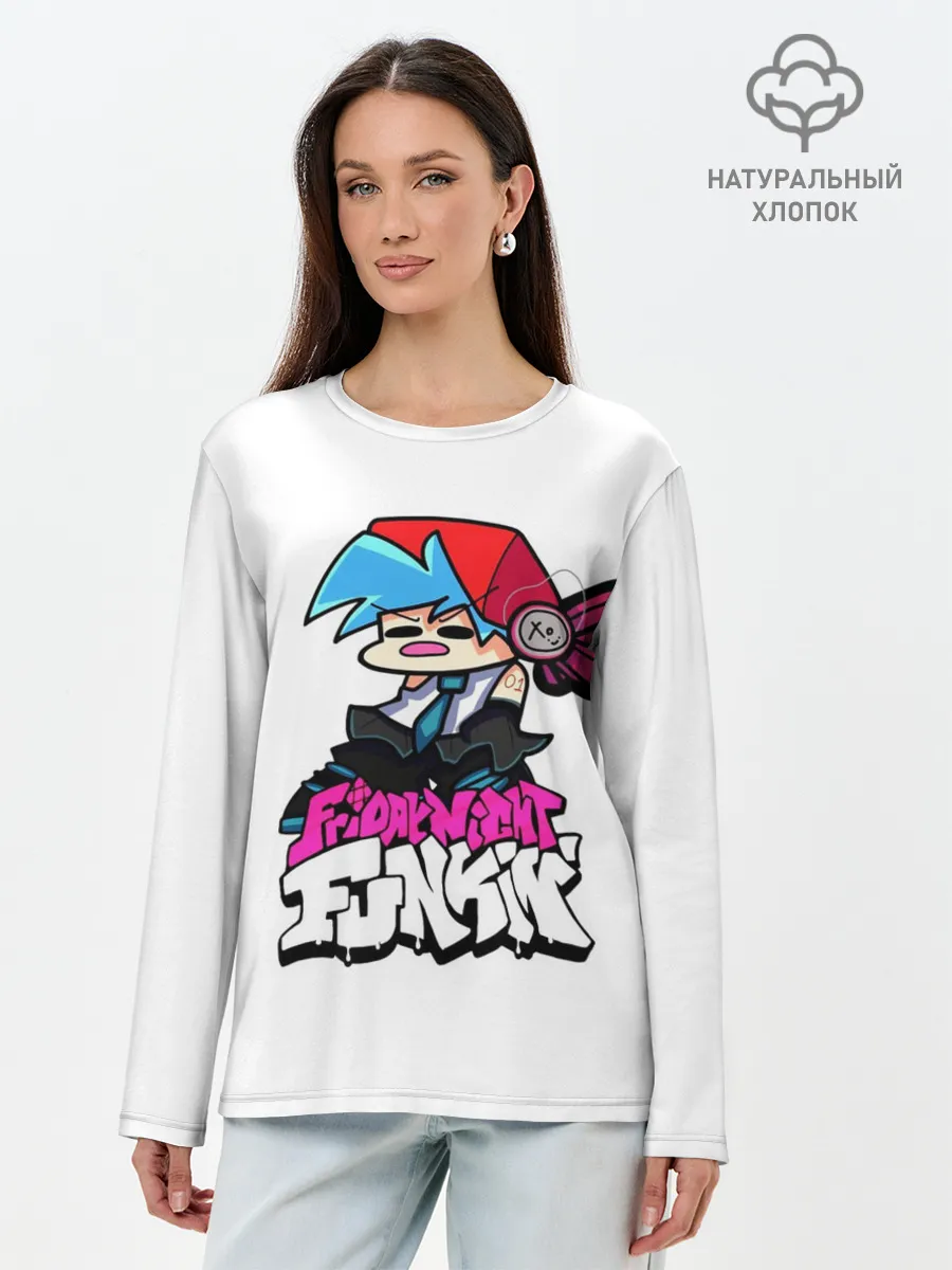 Лонгслив женский. Хлопок / Бойфренд