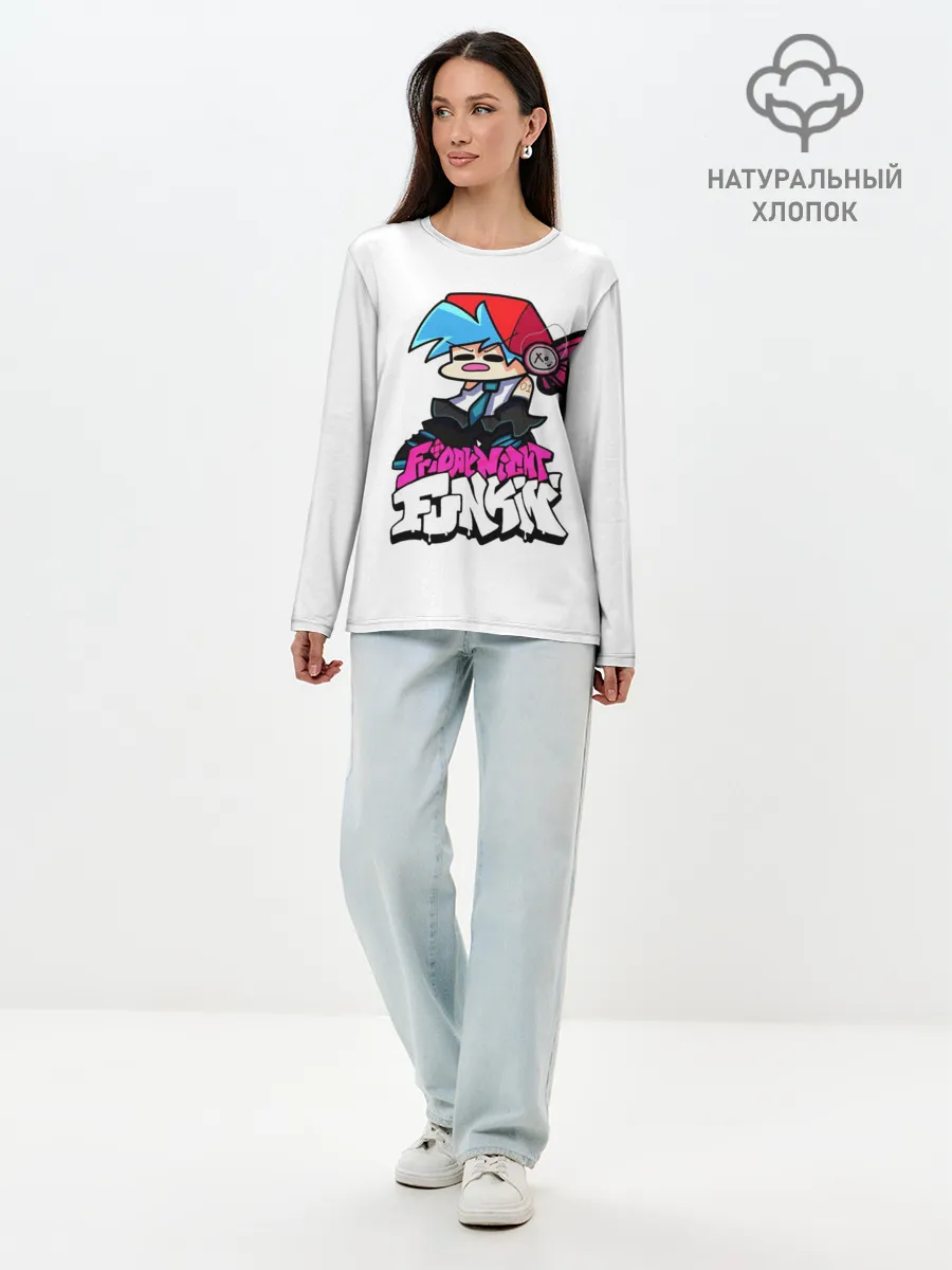 Лонгслив женский. Хлопок / Бойфренд