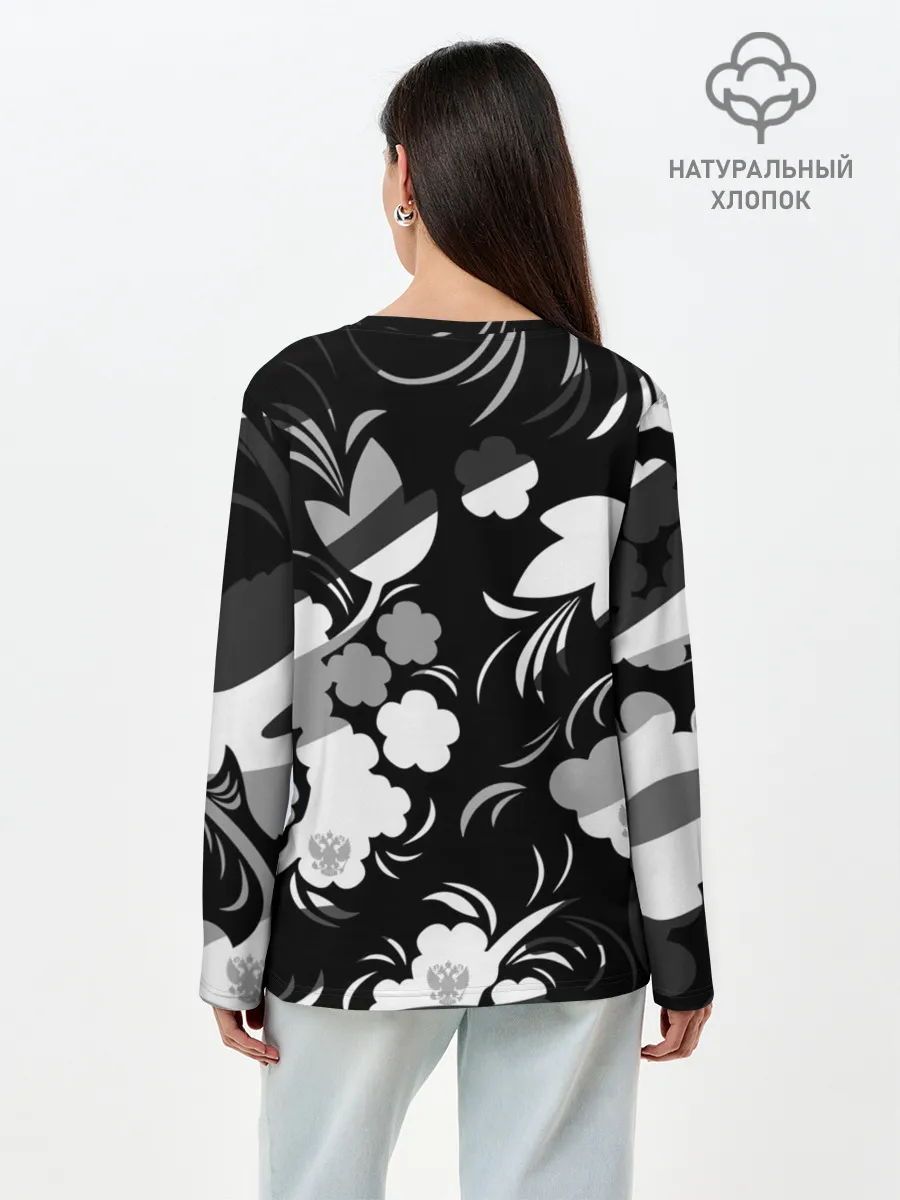 Лонгслив женский. Хлопок / Russia | Камуфляж белый