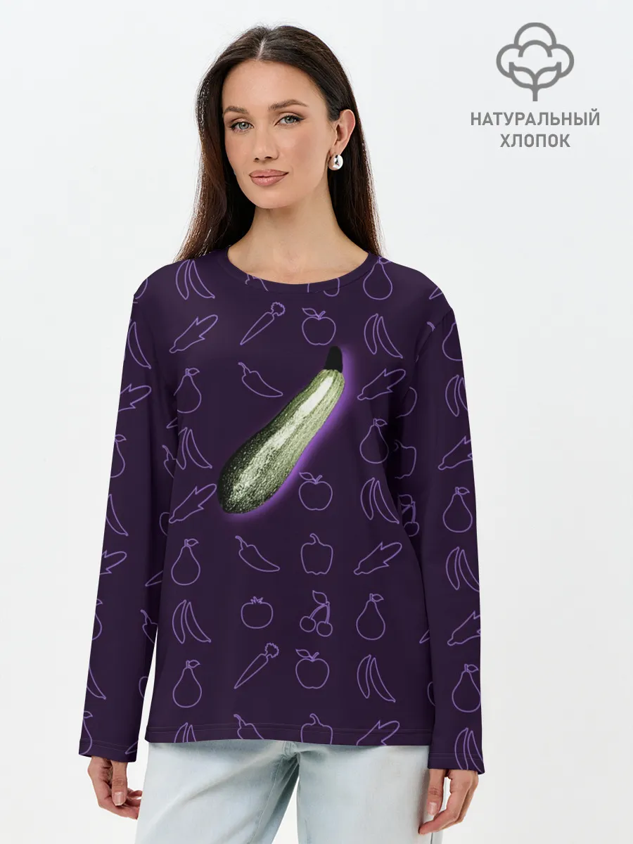 Лонгслив женский. Хлопок / Сбор урожая. Кабачок