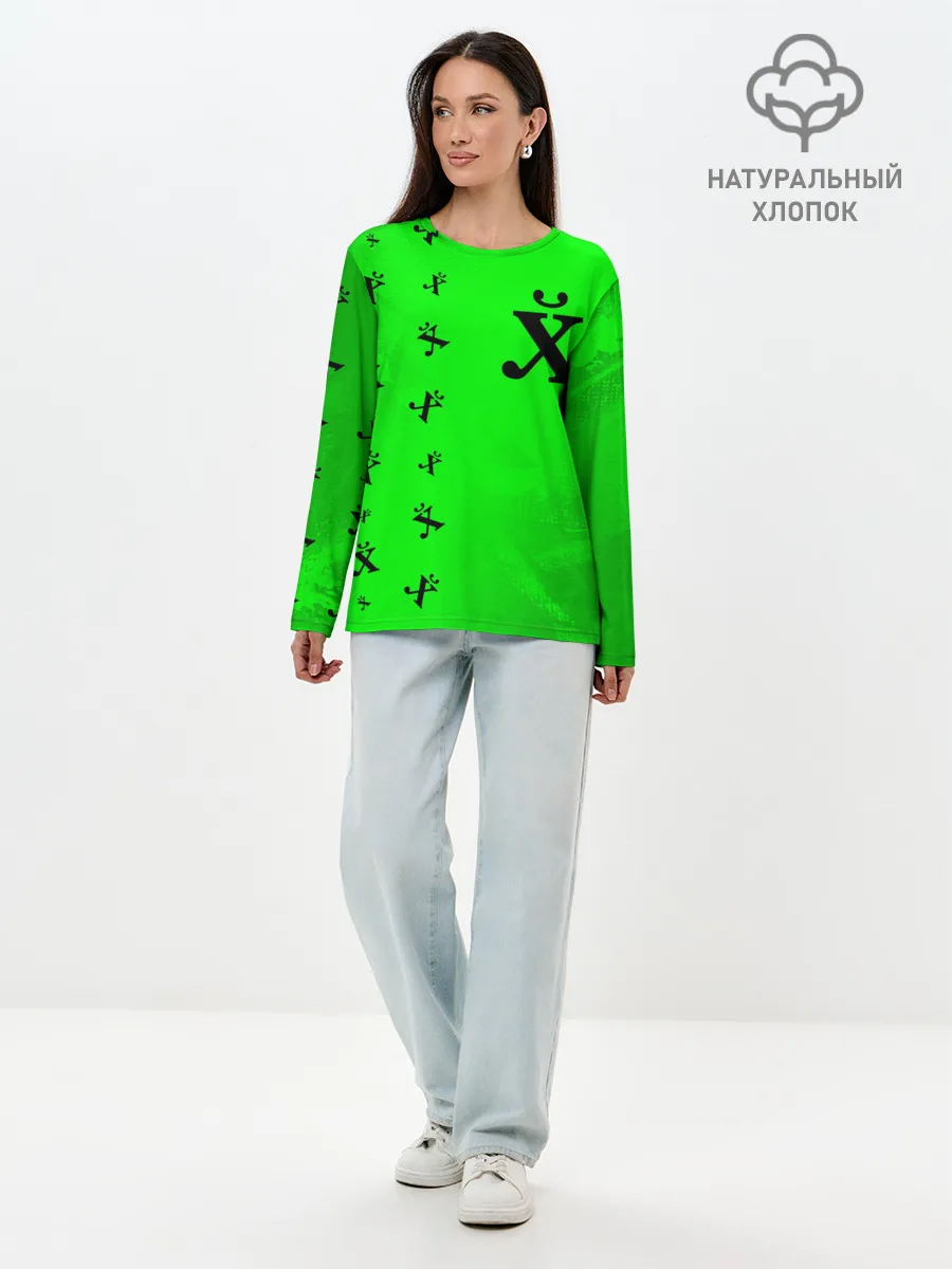 Лонгслив женский. Хлопок / Древний Иероглиф - Краска