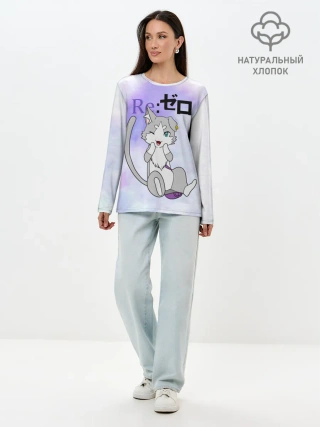 Лонгслив женский. Хлопок / Пак / Re: Zero Фамильяр Эмилии