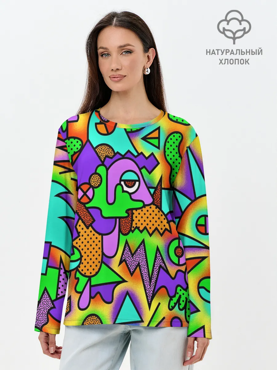 Лонгслив женский. Хлопок / Хаус в душе и голове