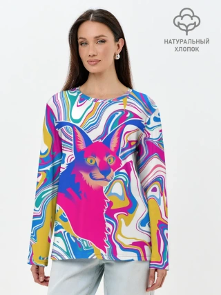Лонгслив женский. Хлопок / Floppa Art