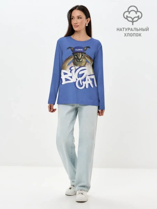 Лонгслив женский. Хлопок / Big Cat Floppa